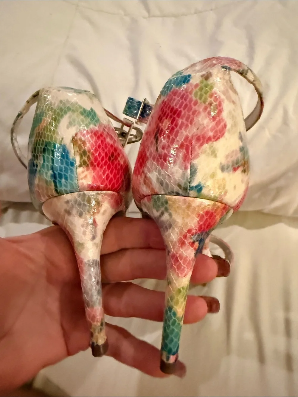 Worthington Multicolor Floral Ankle-Strap Heels